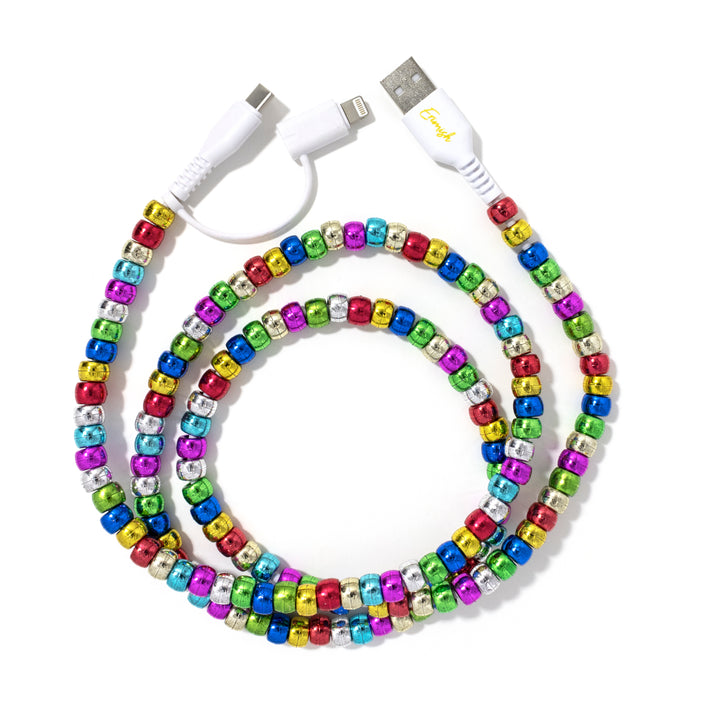 Beaded Phone Charger Metallic Multi