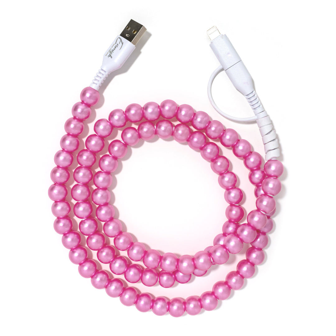 Beaded Phone Charger Pink Shimmer