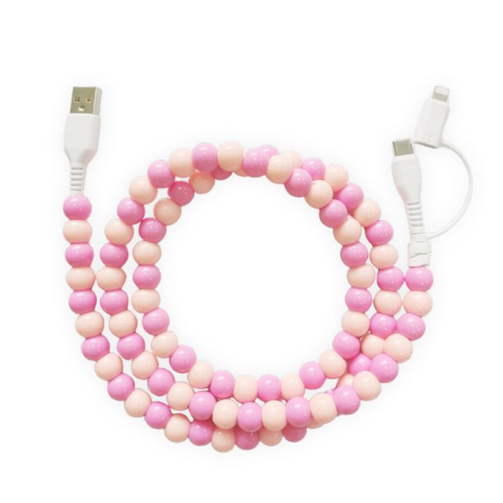 Beaded Phone Charger Pink