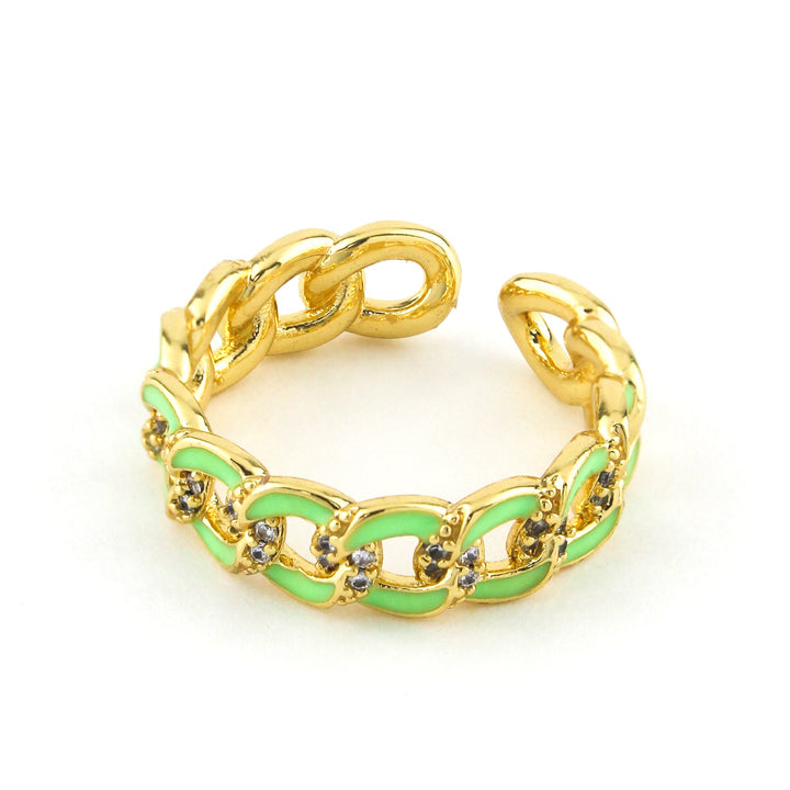 Neon Chain Ring Green