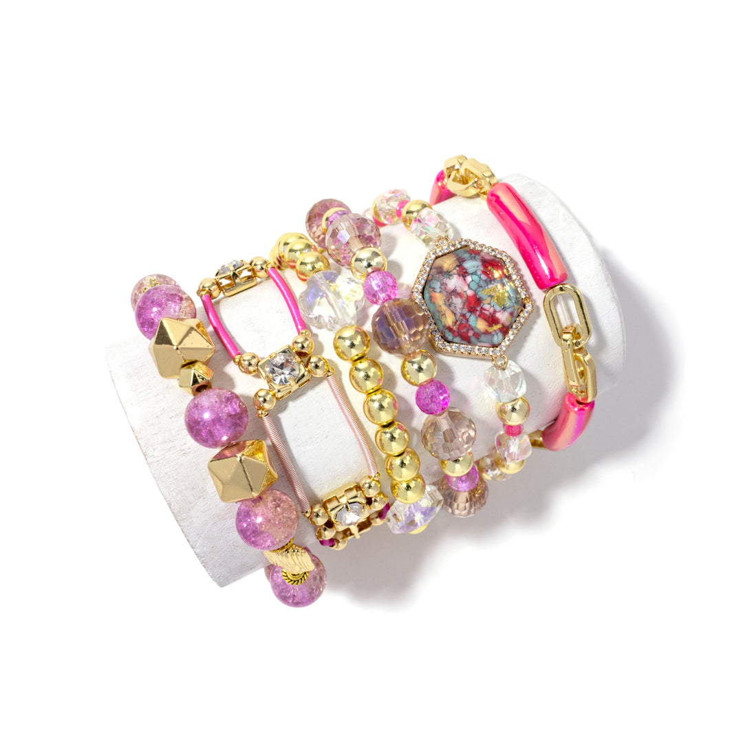 Pink Loopy Bracelet Stack