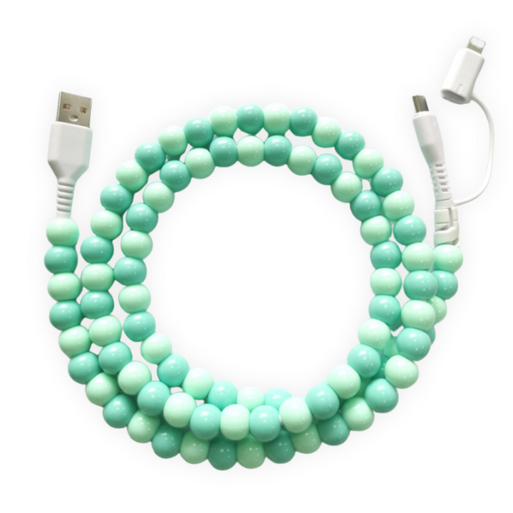 Beaded Phone Charger Green