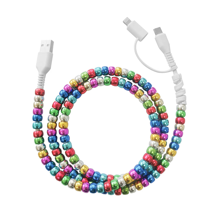 Beaded Phone Charger Metallic Multi